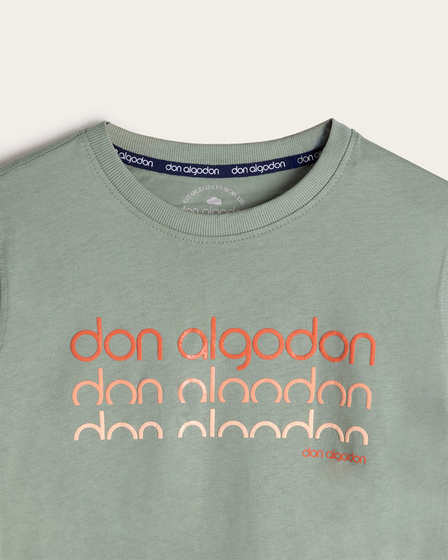 Camiseta Estampado en Relieve Algodón