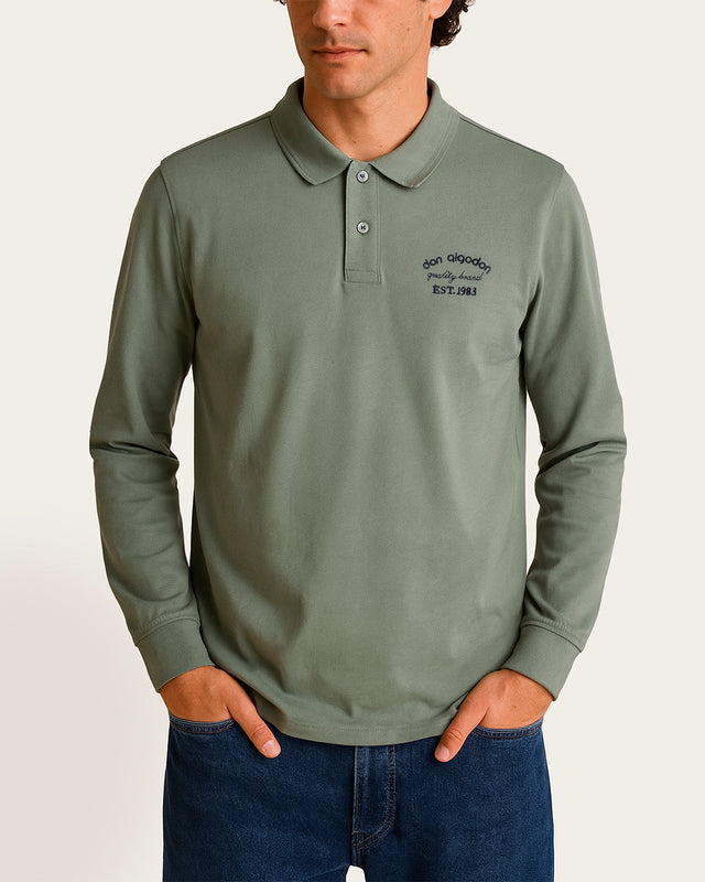 Polo Liso Bordado Algodón