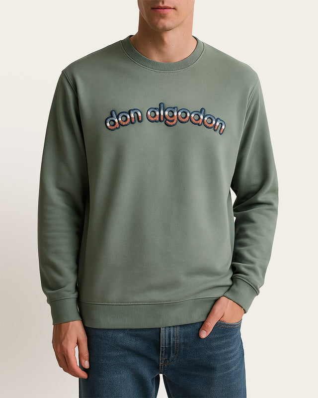 Sudadera Cuello Redondo Bordado 3D Algodón