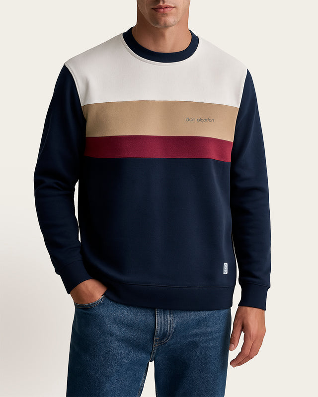 Sudadera Cuello Redondo Paneles Algodón