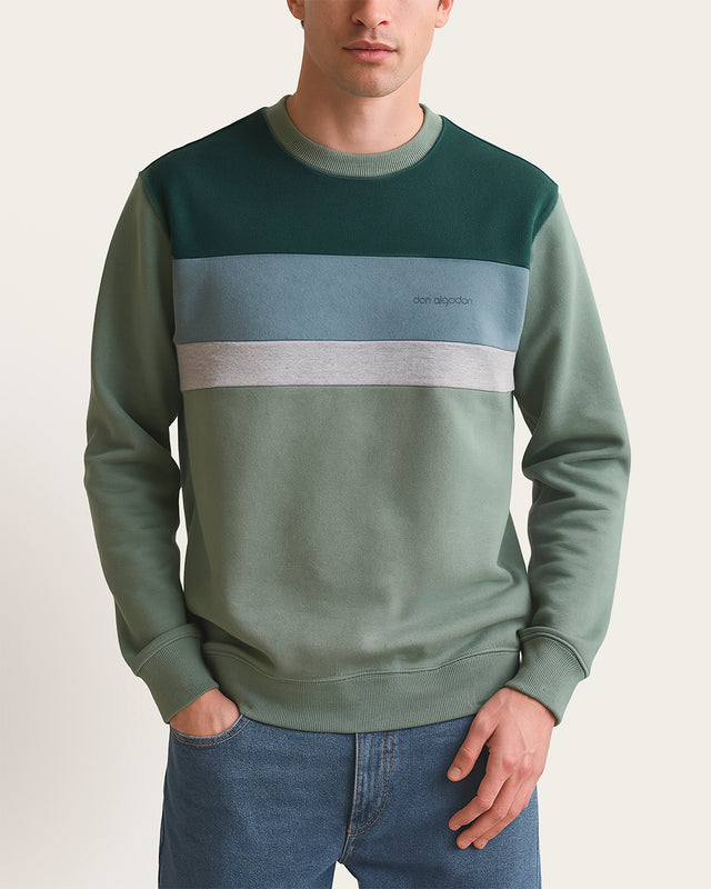 Sudadera Cuello Redondo Paneles Algodón