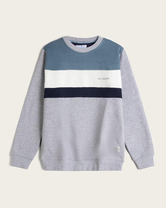 Sudadera Cuello Redondo Paneles Algodón