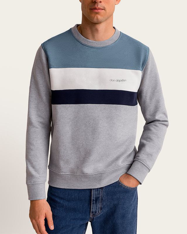 Sudadera Cuello Redondo Paneles Algodón