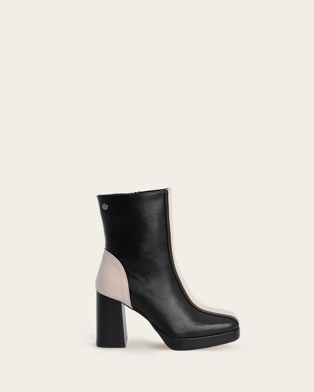 Botines Plataforma Ivoria Combinados - Negro/Crema