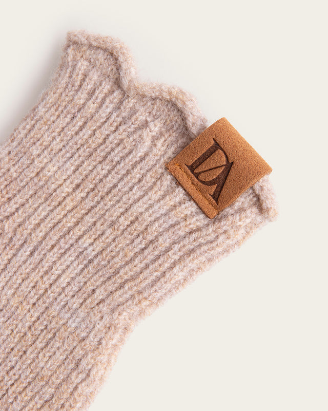 Guantes de Punto con Volante - Beige