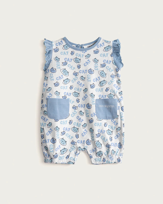Baby Romper Cat - Cotton - Blue