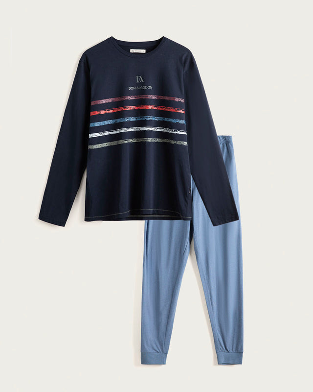 Pijama Largo Hombre Lagoon - Algodón - Azul Marino