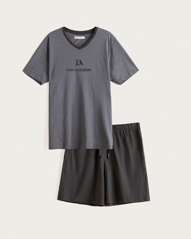 Pijama Corto Hombre Moss - Algodón - Gris