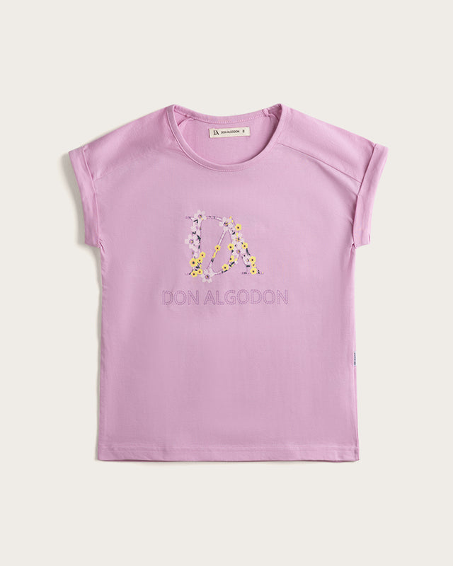 Pyjama court femme à fleurs - Coton - Rose
