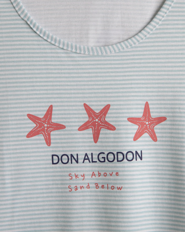 Women's Star Print Nightgown - Cotton - Gray