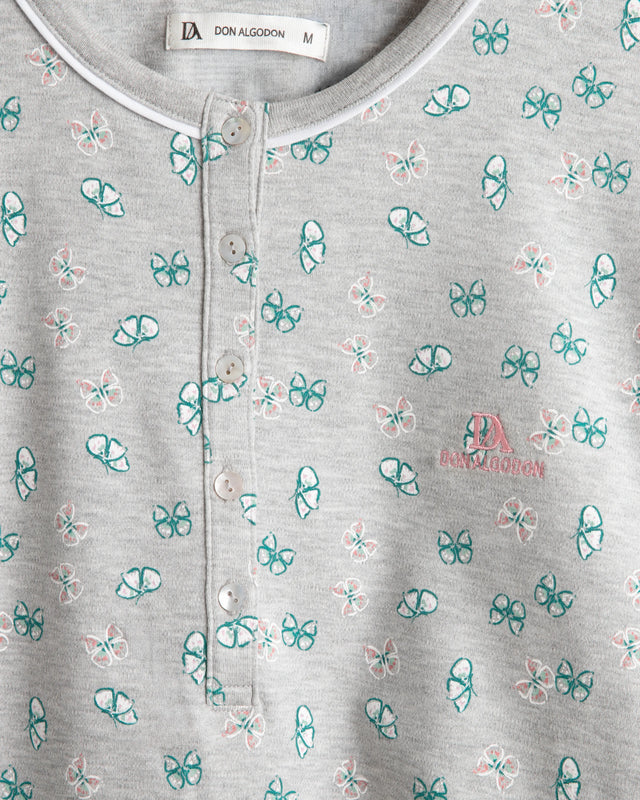 Pijama Largo Mujer Butterfly - Gris