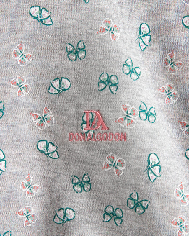 Pijama Largo Mujer Butterfly - Gris