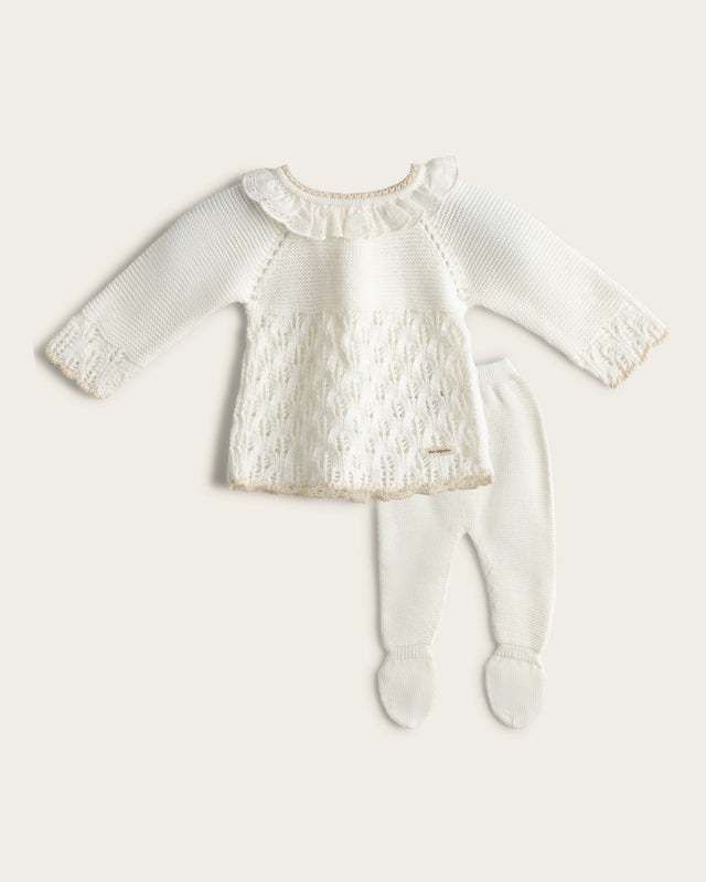 Conjunto Punto Bordado - Crudo/Arena