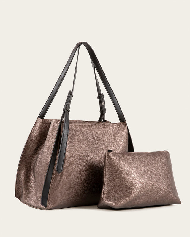 Bolso Hombro Mireya - Nylon - Marrón