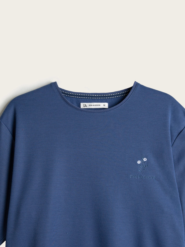 Pijama Largo Mujer Plant - Azul