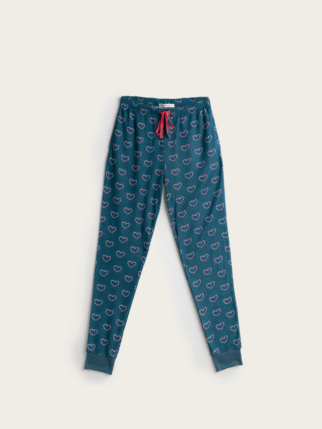 Pijama Largo Mujer Heart - Azul Pizarra