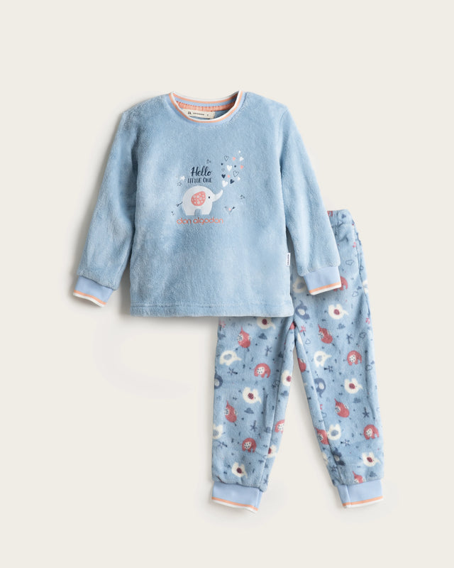 Pijama Largo Niña Elephant - Cielo