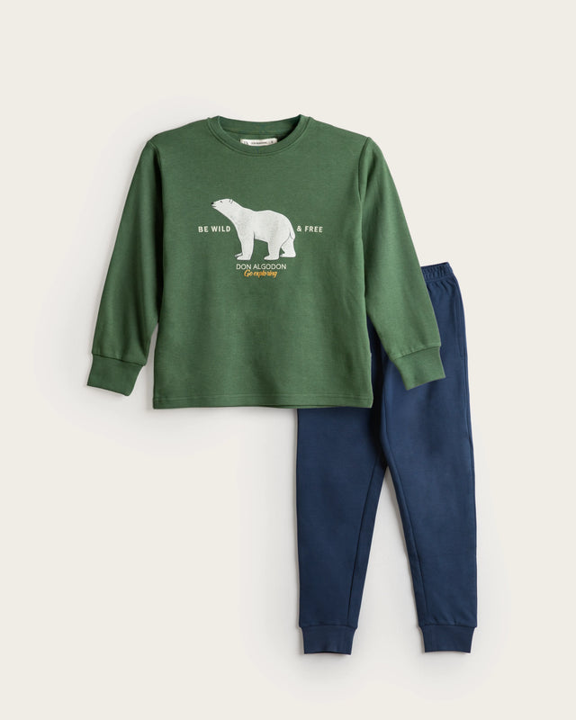 Pijama Largo Niño Polar - Verde