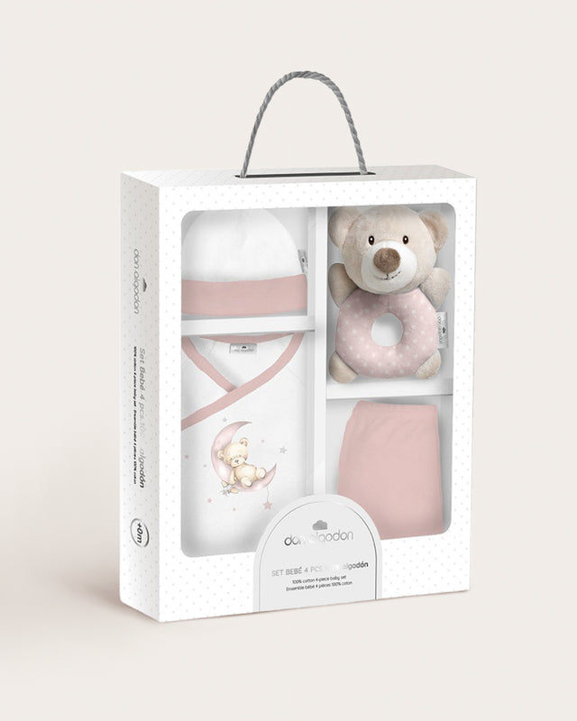 Set Bebé 4 Piezas Oso - Rosa Bebé