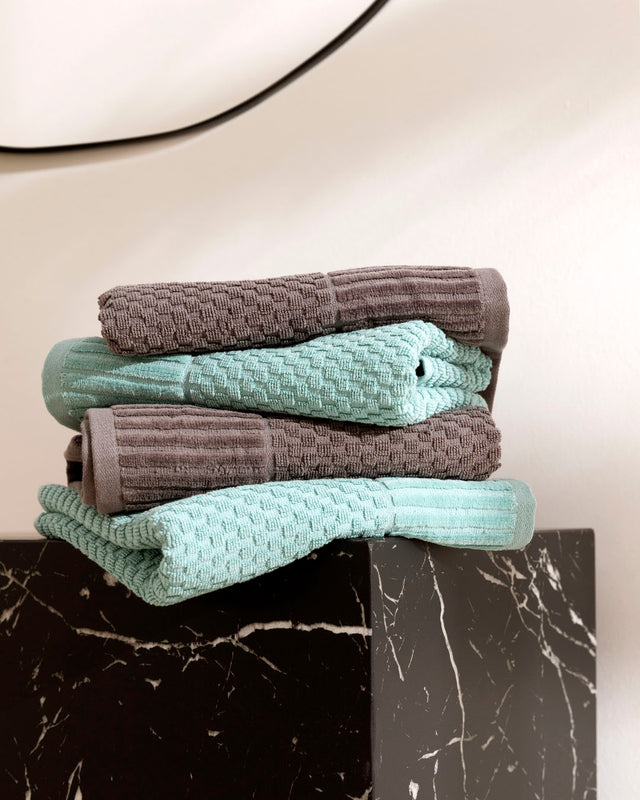 Juego de Toallas Jacquard Daphne - Algodón 500 g/m² - Aguamarina