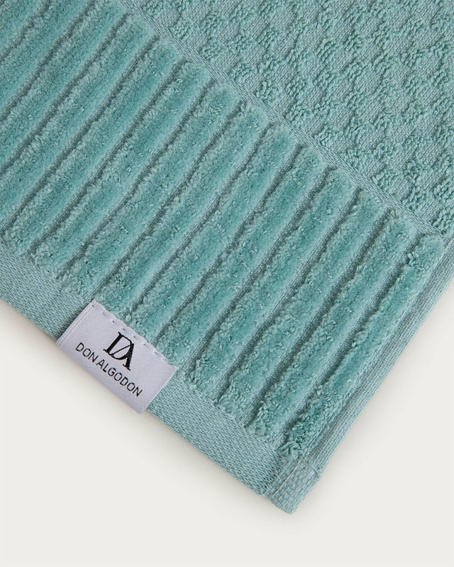 Juego de Toallas Jacquard Daphne - Algodón 500 g/m² - Aguamarina