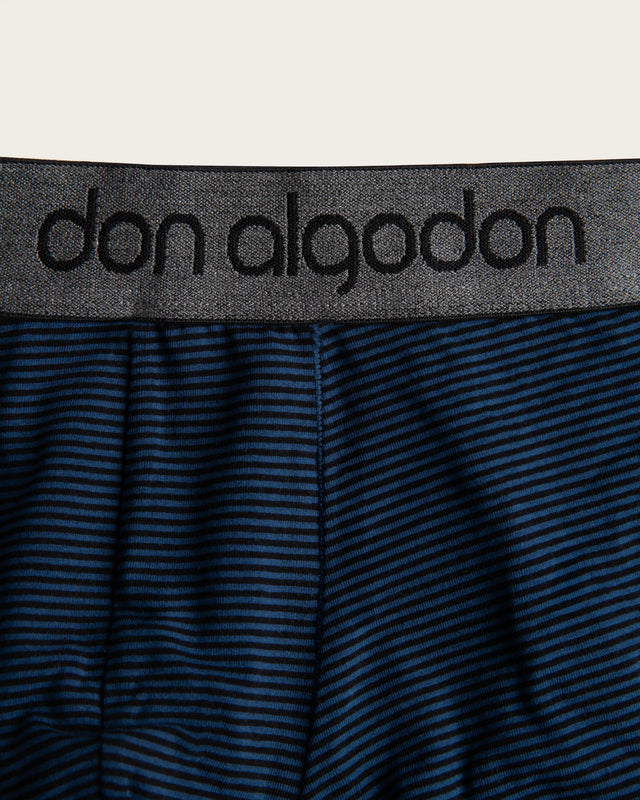 Caleçon boxer imprimé rayé - Coton - Vert/Marine