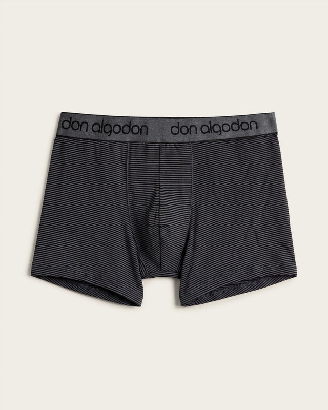 Caleçon Boxer Imprimé Rayures - Coton - Marine/Noir