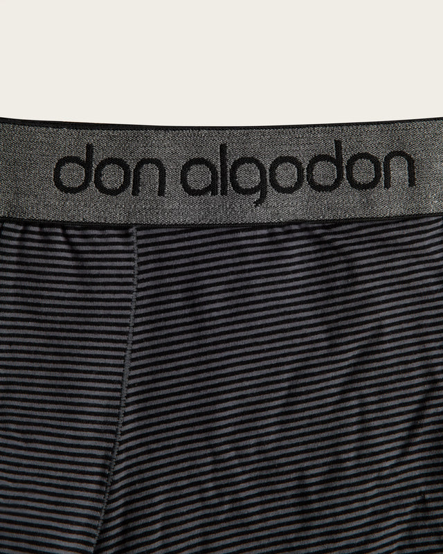 Caleçon Boxer Imprimé Rayures - Coton - Marine/Noir
