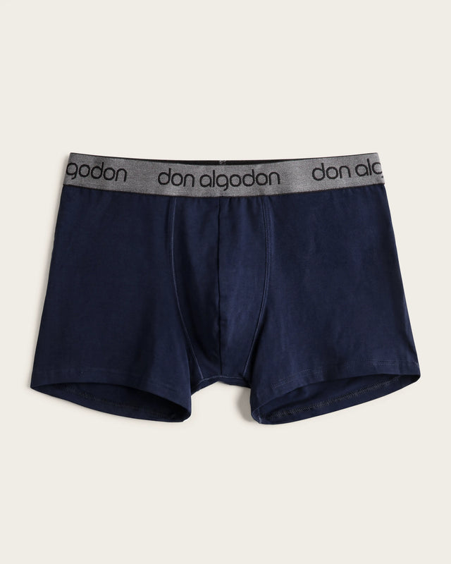 Caleçon Boxer Imprimé Rayures - Coton - Marine/Noir