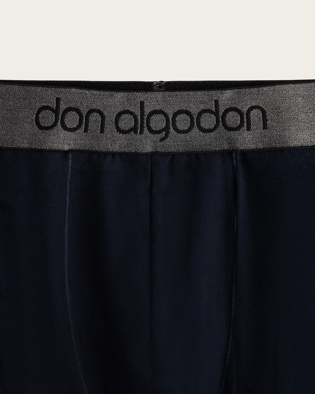 Caleçon Boxer Imprimé Rayures - Coton - Marine/Noir