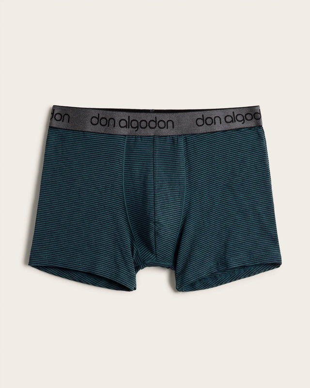 Caleçon Boxer Imprimé Rayures - Coton - Noir/Verdâtre