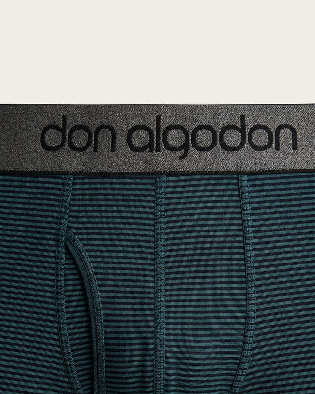 Caleçon Boxer Imprimé Rayures - Coton - Noir/Verdâtre