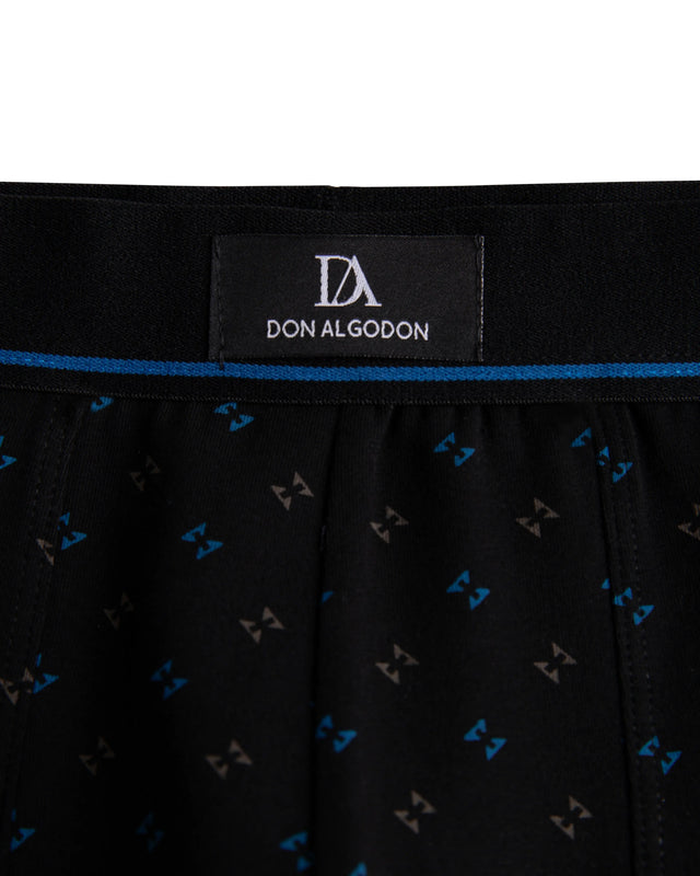 Caleçon boxer à imprimé géométrique Nœud papillon - Coton - Vert/Noir