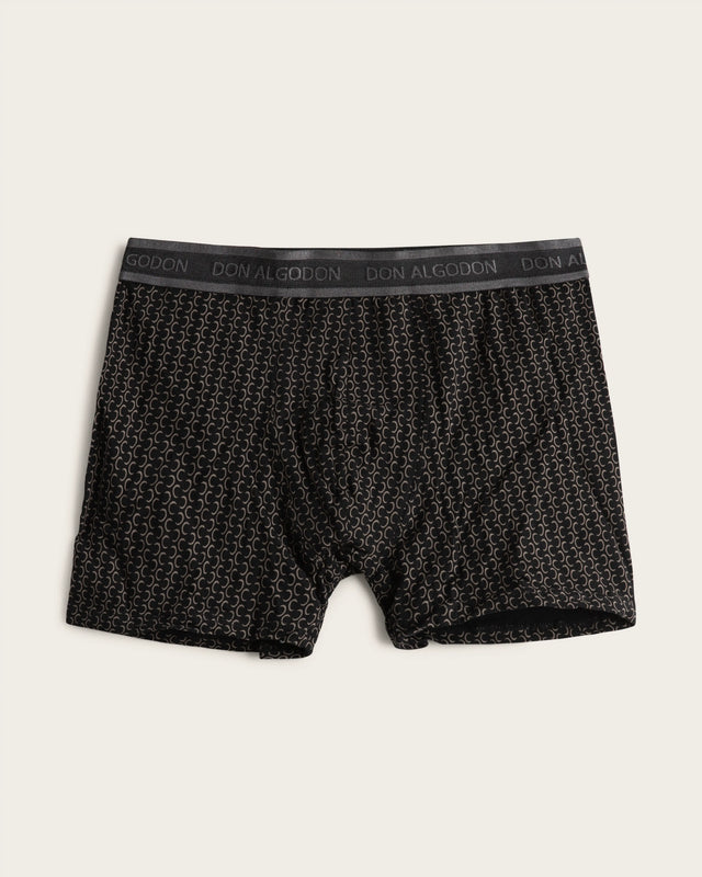 Men's Half-Moon Geometric Print Boxer Briefs - Cotton - Navy/Black