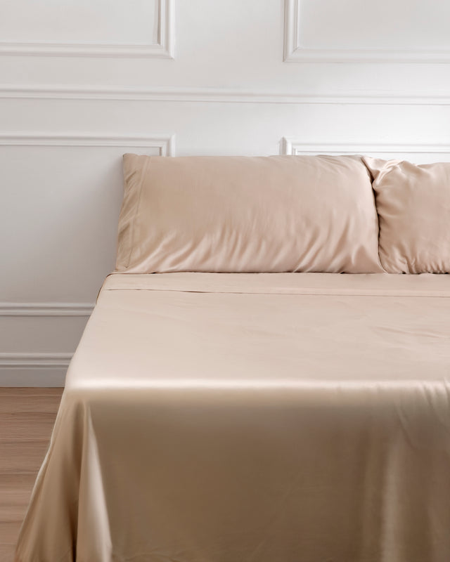 Juego de Sábanas Seda de Bambú - Beige