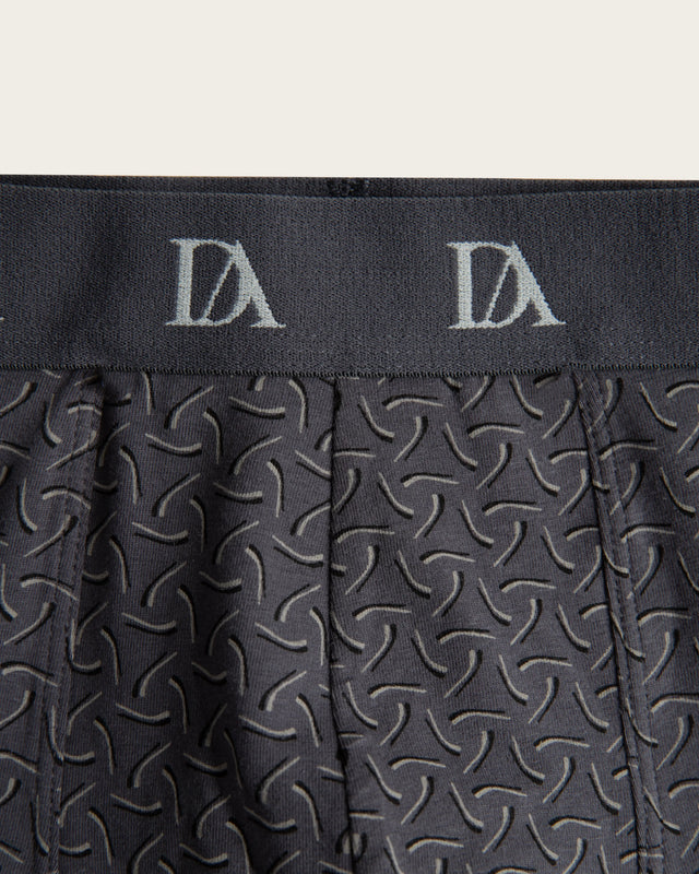 Boomerang Geometric Print Boxer Briefs - Cotton - Black/Green