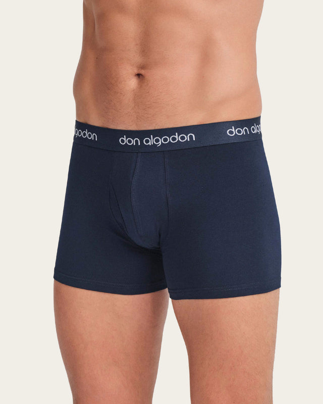 Calzoncillo Bóxer Básico - Algodón - Marino/Gris