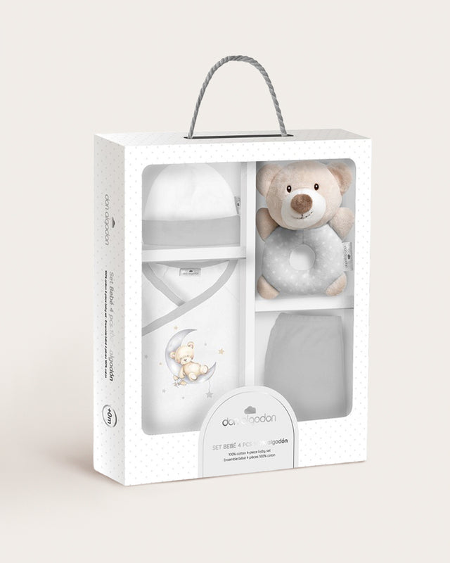 Set de Regalo Bebé Sonajero Oso - Gris