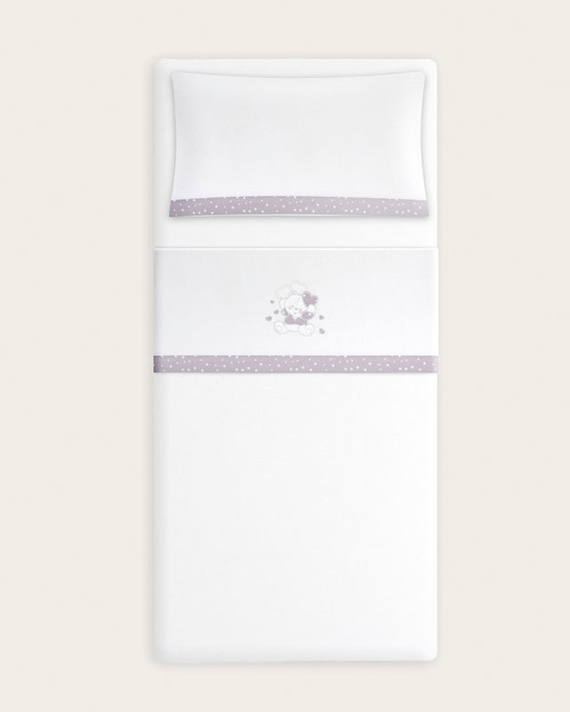 Juego de Sábanas para Bebé Oso - Blanco y gris