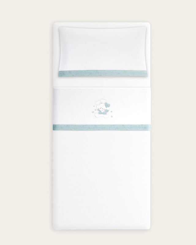 Juego de Sábanas para Bebé Oso- Blanco y Verde