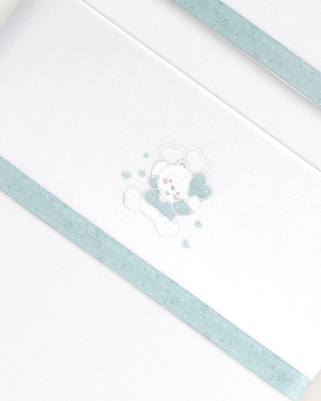 Juego de Sábanas para Bebé Oso- Blanco y Verde