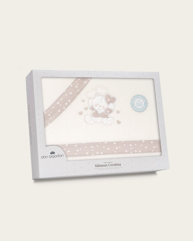 Juego de Sábanas para Bebé Oso - Beige