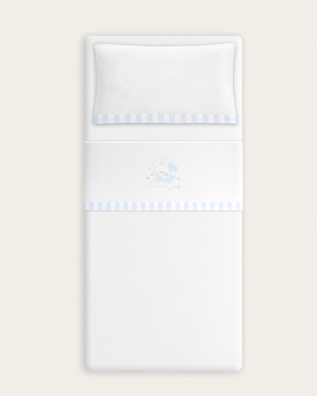 Juego de Sábanas Franela Oso - Blanco/Azul