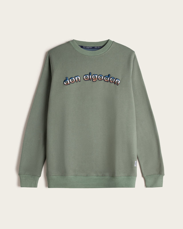 Sudadera Cuello Redondo Bordado 3D Algodón