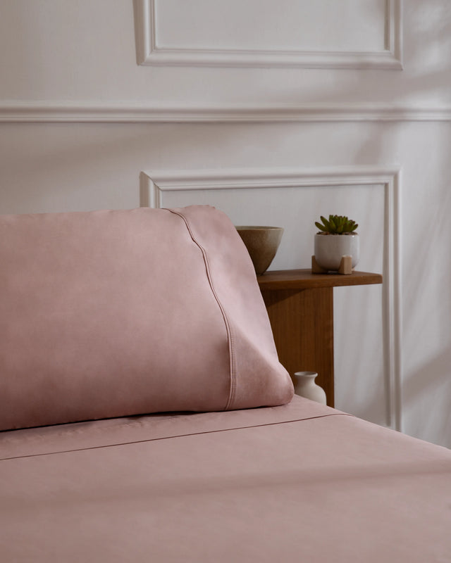 Funda de Almohada Percal - Algodón 180 hilos - Rosa Palo