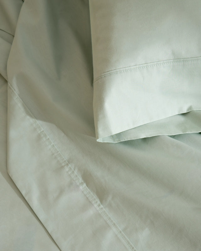 Percale Flat Sheet - 180 Thread Count Cotton - Sea Green