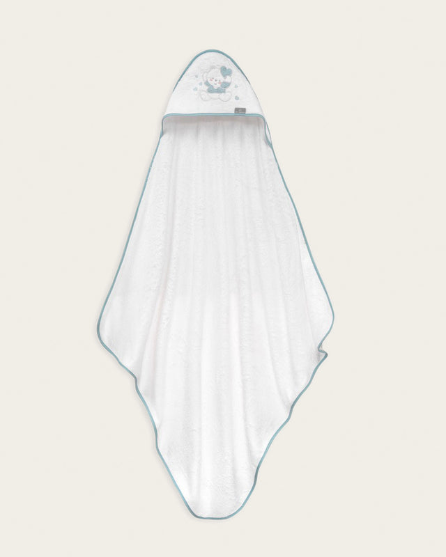 Capa de Baño Bebé Oso - Bordado Verde