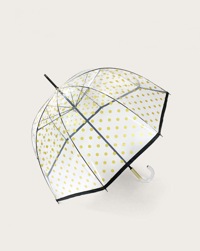 Paraguas Transparente Lunares - Dorado
