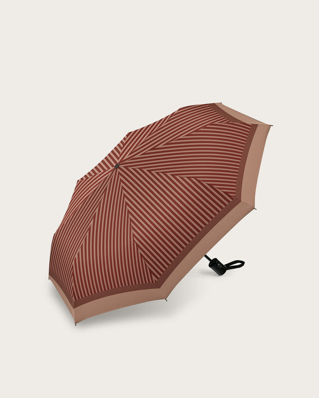 Paraguas Plegable Líneas de Seda - Marrón