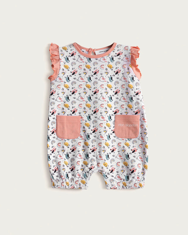 Bird Baby Romper - Cotton - Pink